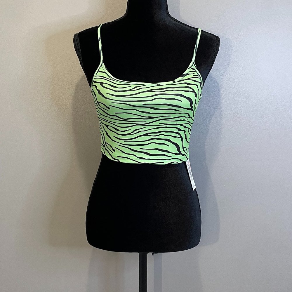 Do My Self Animal Print Cami Crop Top Neon Green sz M NWT
